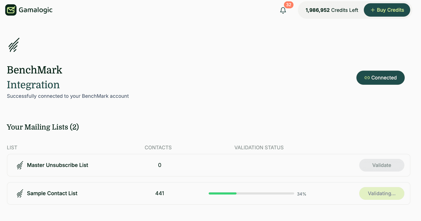 BenchMark Validation