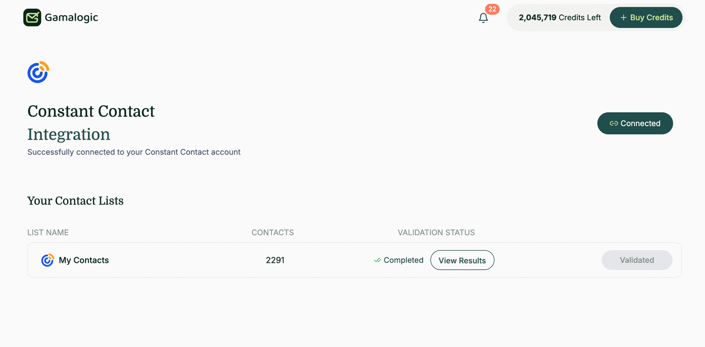 Constant Contact Validation