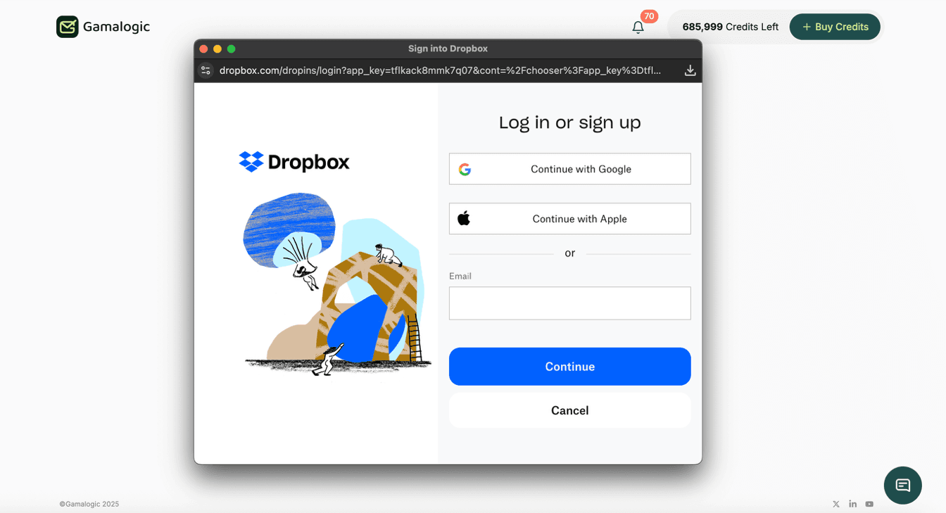 Grant Dropbox Access