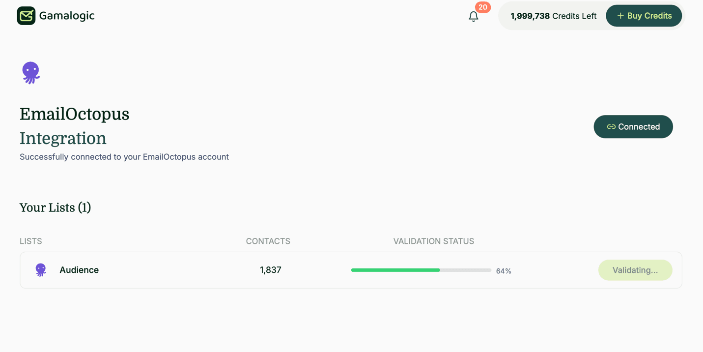EmailOctopus Validation