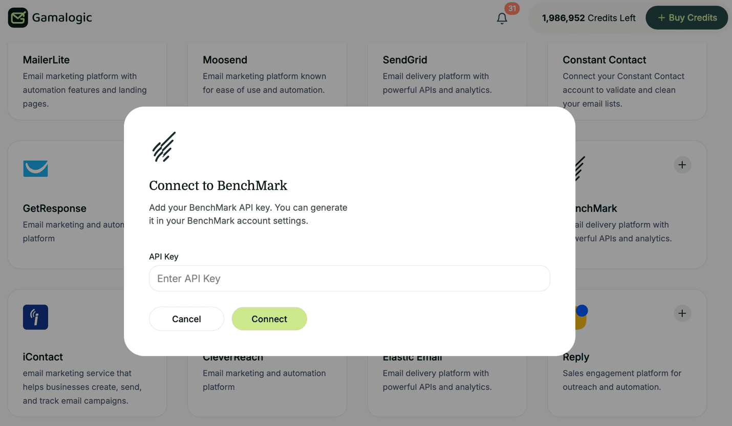 BenchMark API Key