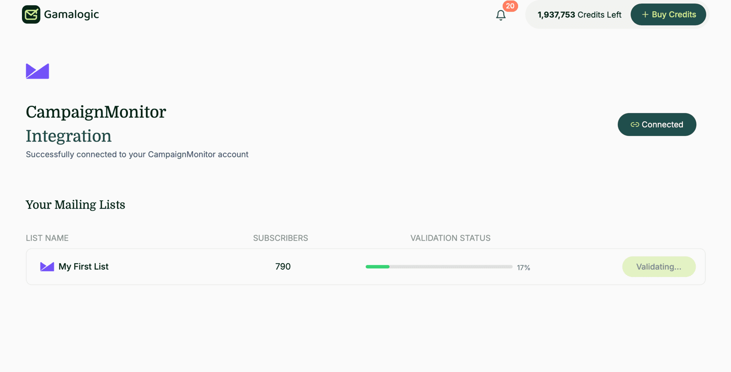 Campaign Monitor Validation