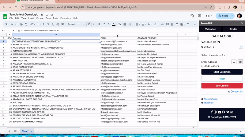 Google sheets