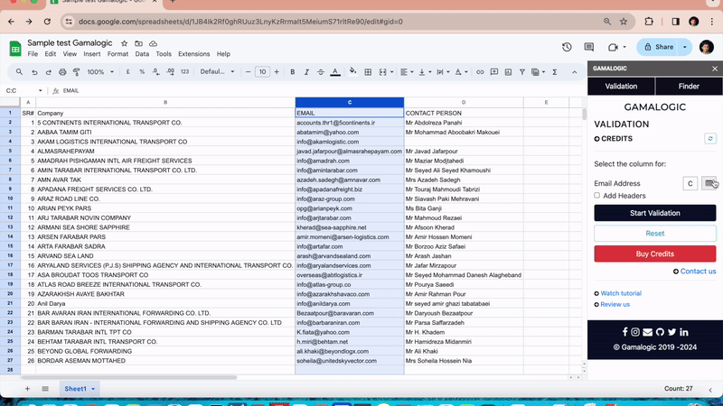 Google sheets