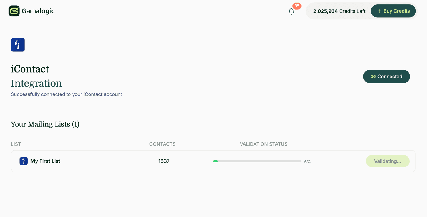 iContact Validation