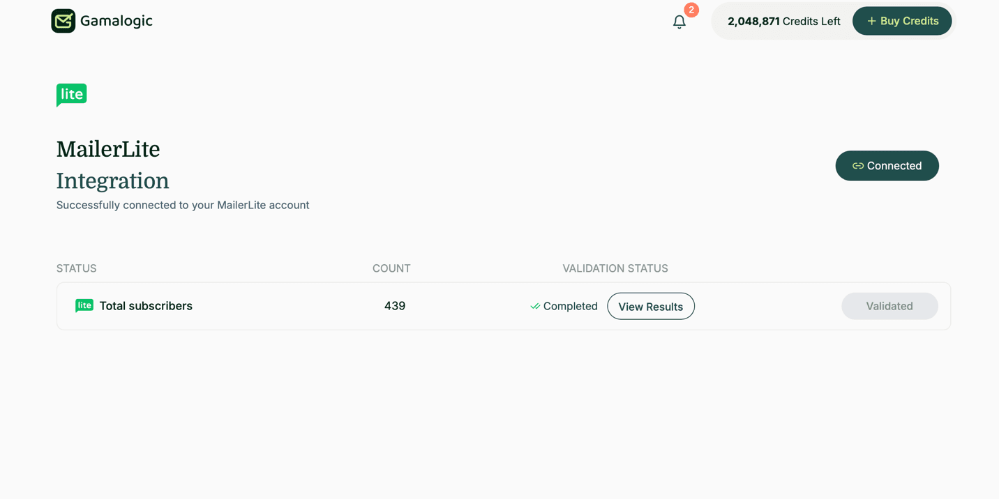 Mailerlite Validate