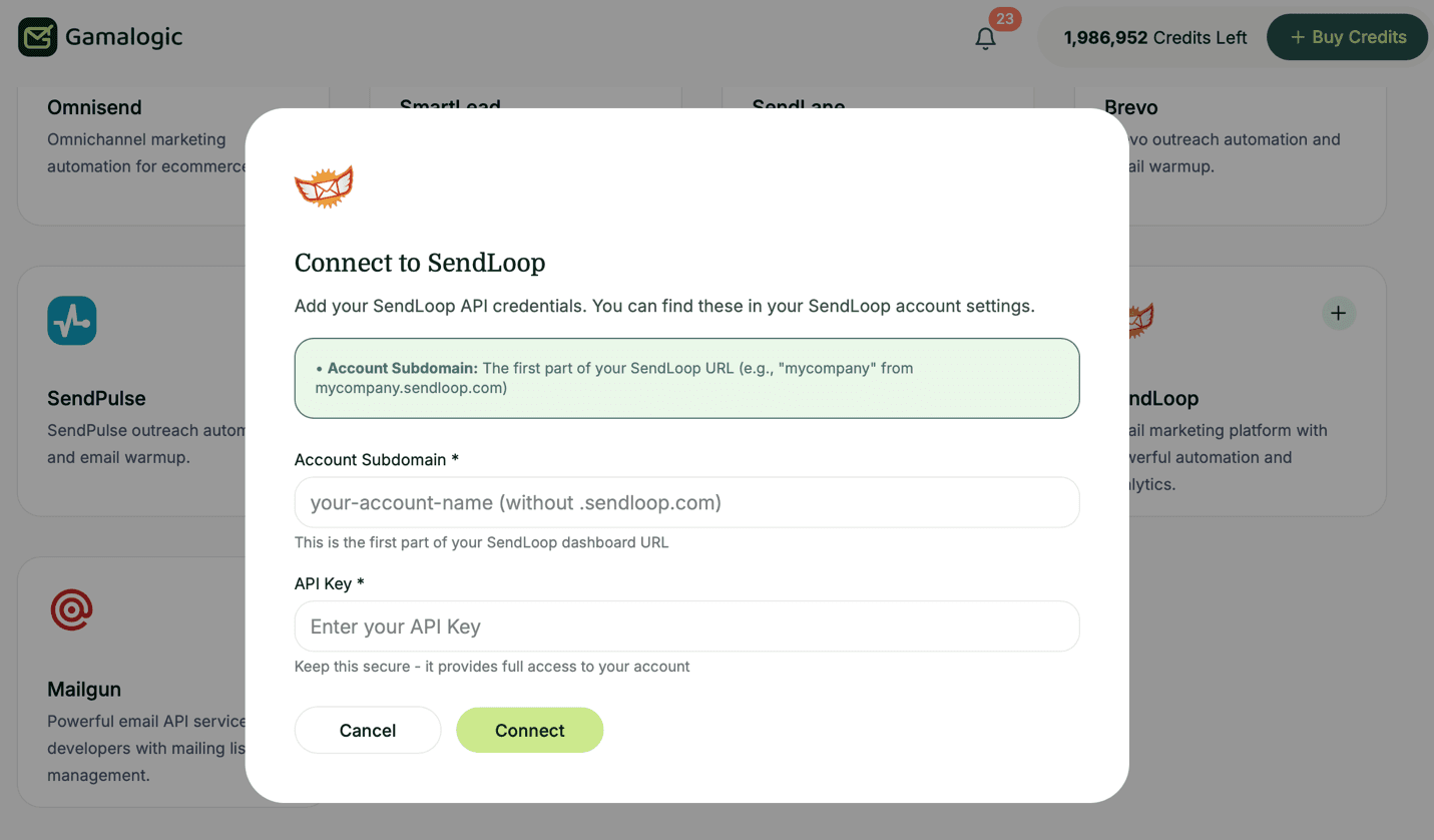 SendLoop API Key