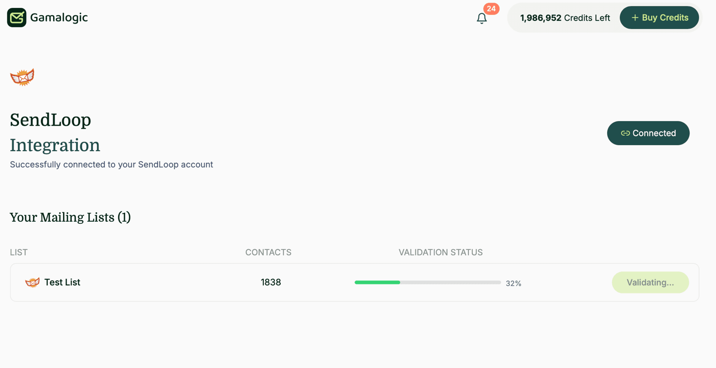 SendLoop Validation